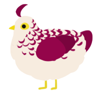 A cream and maroon chicken with a half-lace pattern