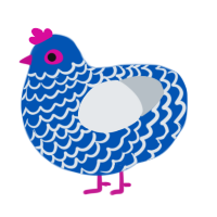 A ultramarine and mist chicken with a lace pattern