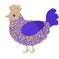 A beige and indigo chicken with a double-lace pattern