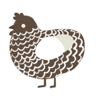 A bark and white chicken with a lace pattern