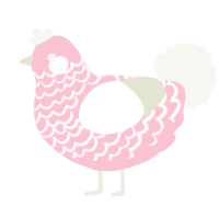 A rose and white chicken with a lace pattern