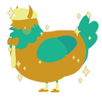 A gold and sky chicken with a head pattern