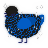 A sable and ultramarine chicken with a lace pattern