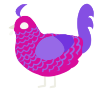 A fuchsia and blurple chicken with a lace pattern