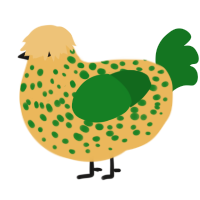 A honey and leaf chicken with a speckle pattern