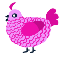 A lavender and fuchsia chicken with a lace pattern