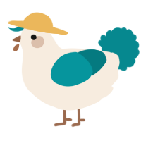 A cream and teal chicken