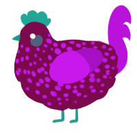 A wine and amethyst chicken with a speckle pattern