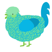 A spring and cerulean chicken with a double-lace pattern