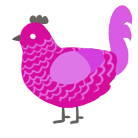 A fuchsia and orchid chicken with a lace pattern