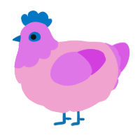 A pink and orchid chicken with a head pattern