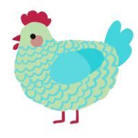 A gluppy and aqua chicken with a lace pattern