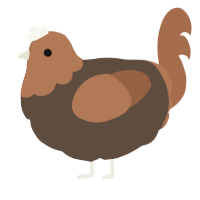 A bark and brown chicken with a head pattern