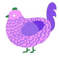 A lavender and blurple chicken with a lace pattern