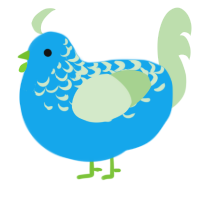 A sky and gluppy chicken with a half-lace pattern