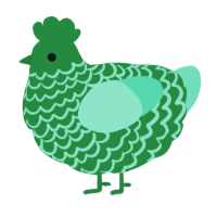 A viridian and mint chicken with a lace pattern
