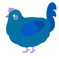 A sea and ultramarine chicken with a double-lace pattern