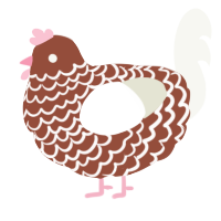 A russet and white chicken with a lace pattern