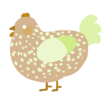 A beige and apple chicken with a speckle pattern