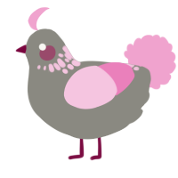 A ash and pink chicken with a neck-speckle pattern