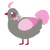 A ash and pink chicken with a neck-speckle pattern