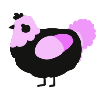 A black and lavender chicken with a head pattern