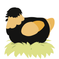 A black and honey chicken with a head pattern