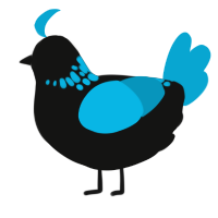 A black and cerulean chicken with a neck-speckle pattern