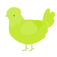 A lime chicken with a head pattern