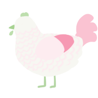 A white and rose chicken with a lace pattern