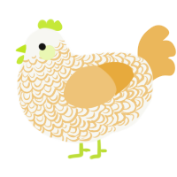 A white and honey chicken with a double-lace pattern