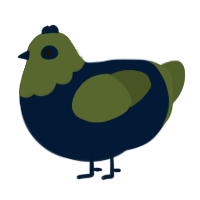 A tumblr and olive chicken with a head pattern