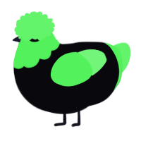 A white and plum chicken with a head pattern