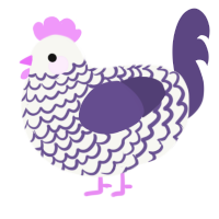 A white and overcast chicken with a lace pattern