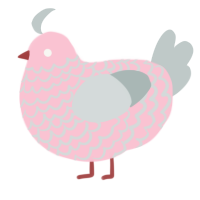 A rose and silver chicken with a lace pattern