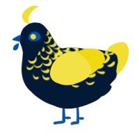 A tumblr and yellow chicken with a half-lace pattern