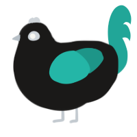 A sable and turquoise chicken