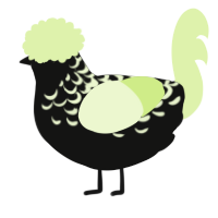 A black and apple chicken with a half-lace pattern