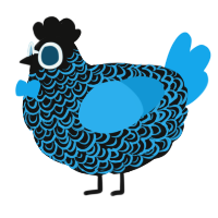 A black and sky chicken with a double-lace pattern