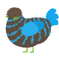 A bark and sky chicken with a bar pattern