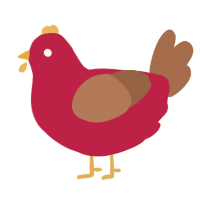 A crimson and brown chicken