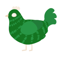 A leaf and viridian chicken with a bar pattern