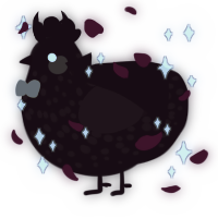 A black and sable chicken with a speckle pattern
