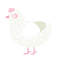 A white chicken with a speckle pattern