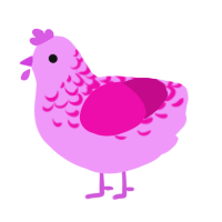 A lavender and fuchsia chicken with a half-lace pattern