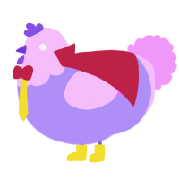 A lilac and lavender chicken with a head pattern