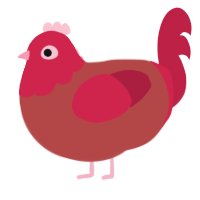 A red and crimson chicken with a head pattern