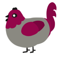 A ash and maroon chicken with a head pattern