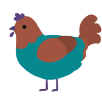 A teal and russet chicken with a head pattern