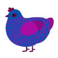 A ultramarine and plum chicken with a lace pattern